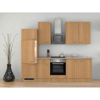 KÜCHENBLOCK 270 cm   in Buchefarben  - Edelstahlfarben/Beige, MODERN, Holzwerkstoff/Kunststoff (270cm) - FlexWell