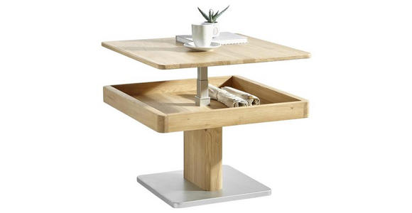 COUCHTISCH in Holz 70/70/45,5 cm  - Eichefarben/Alufarben, Natur, Holz/Holzwerkstoff (70/70/45,5cm) - Linea Natura