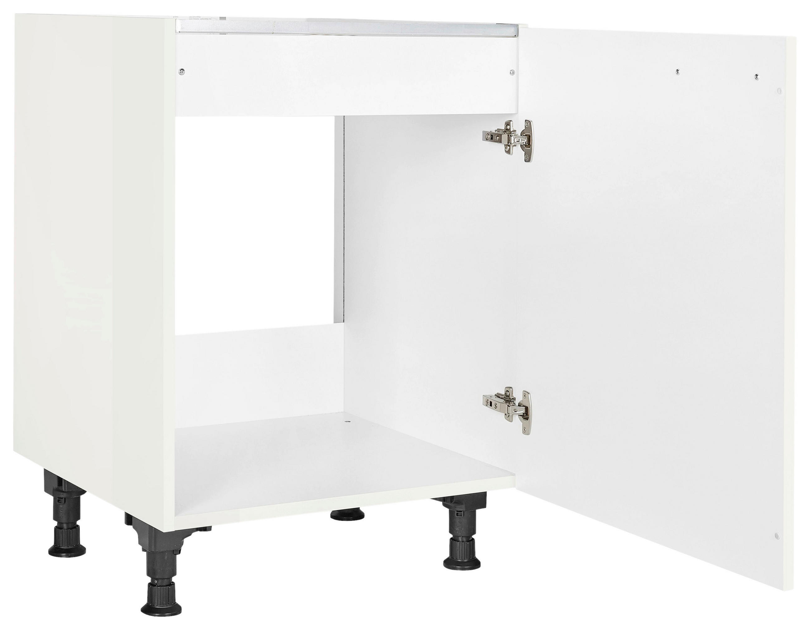 SPÜLENUNTERSCHRANK 60/87/56 cm  in Weiß Hochglanz  - Edelstahlfarben/Weiß Hochglanz, MODERN, Holzwerkstoff/Metall (60/87/56cm) - Nobilia