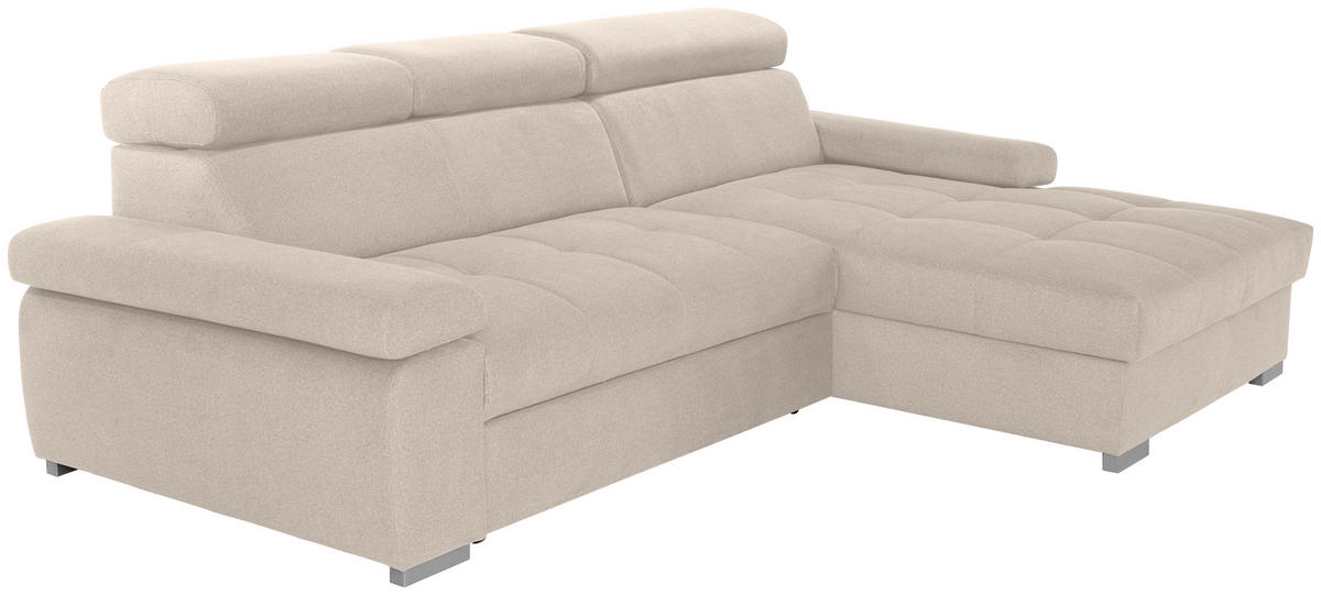 ECKSOFA in Velours Beige  - Beige/Silberfarben, Design, Holz/Textil (292/183cm) - Livetastic