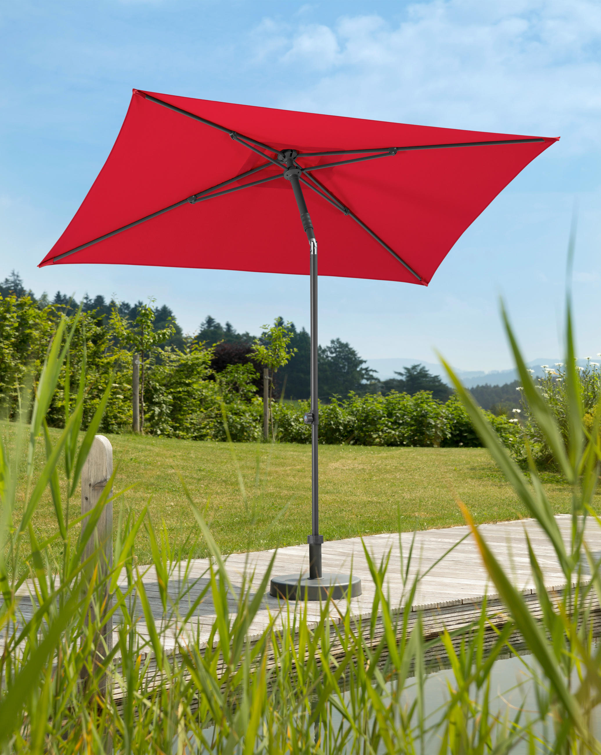 SONNENSCHIRM 240 cm Rot  - Anthrazit/Rot, Basics, Textil/Metall (140/250/240cm) - Schneider
