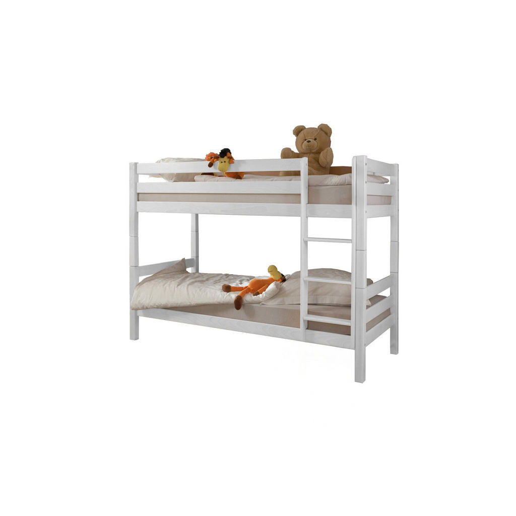 Etagenbett Lupo Weiß Buche Massiv 90 Cm Mit Leiter