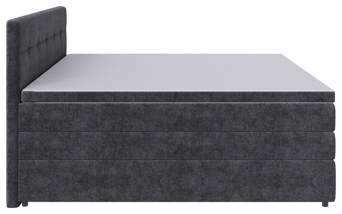 BOXSPRINGBETT 160/200 cm  in Grau  - Schwarz/Grau, Konventionell, Kunststoff/Textil (160/200cm) - Carryhome
