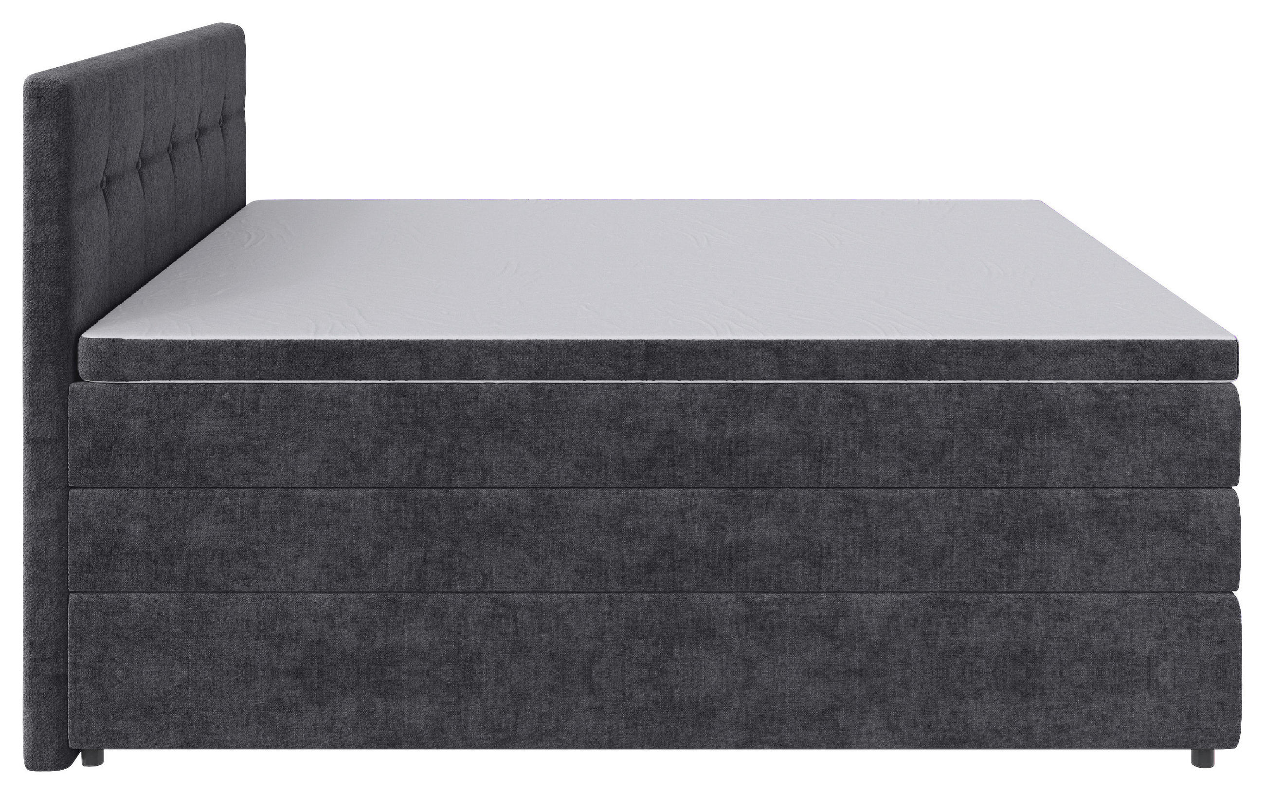 Thumbnail - Carryhome Boxspringbett, Grau, Textil, H3, Höhe ca. 18 cm, 160x200 cm, gepolstertes Kopfteil, Topper durchgehend, in ver...