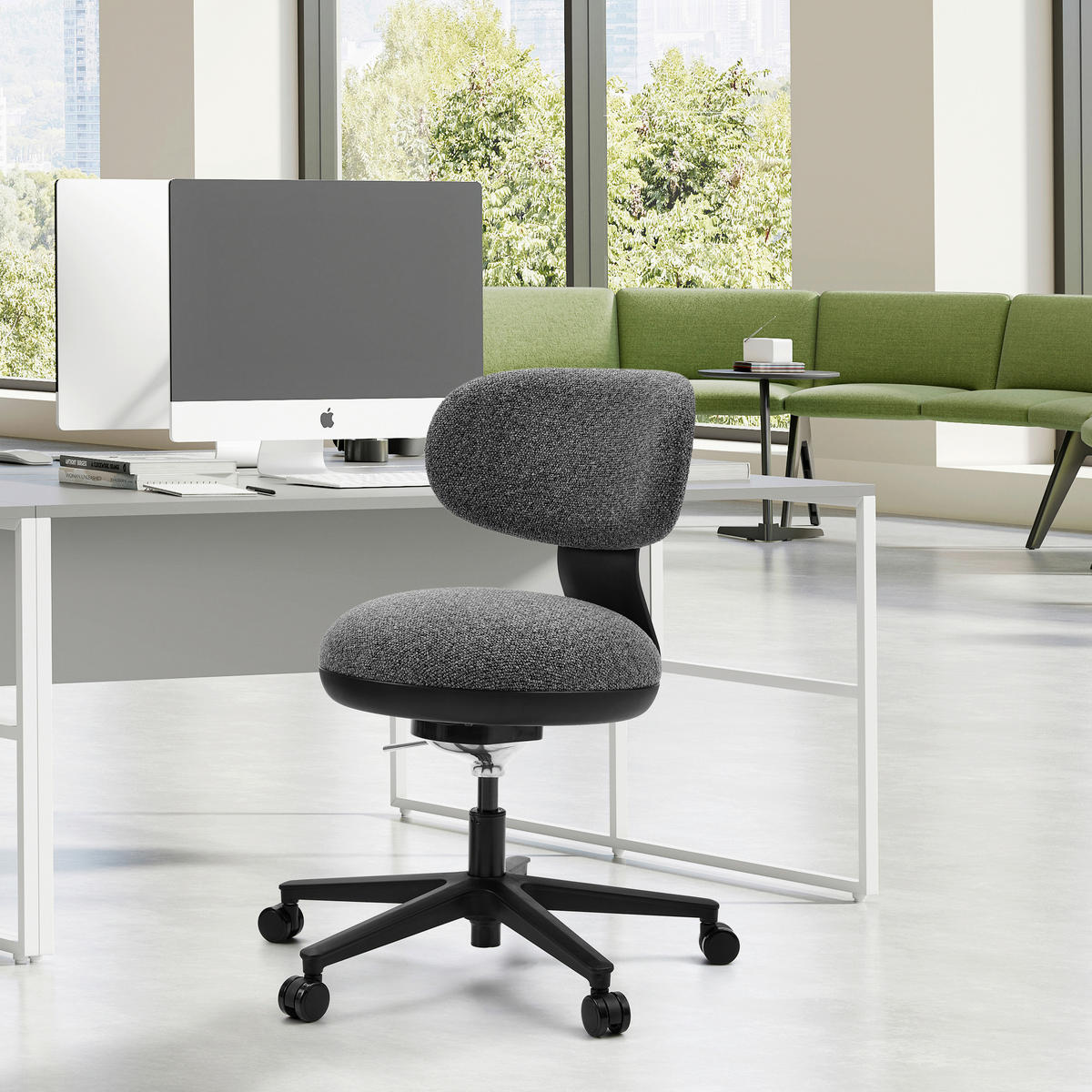 DREHSTUHL  in Flachgewebe Grau  - Schwarz/Grau, MODERN, Kunststoff/Textil (48/85/55cm) - MID.YOU