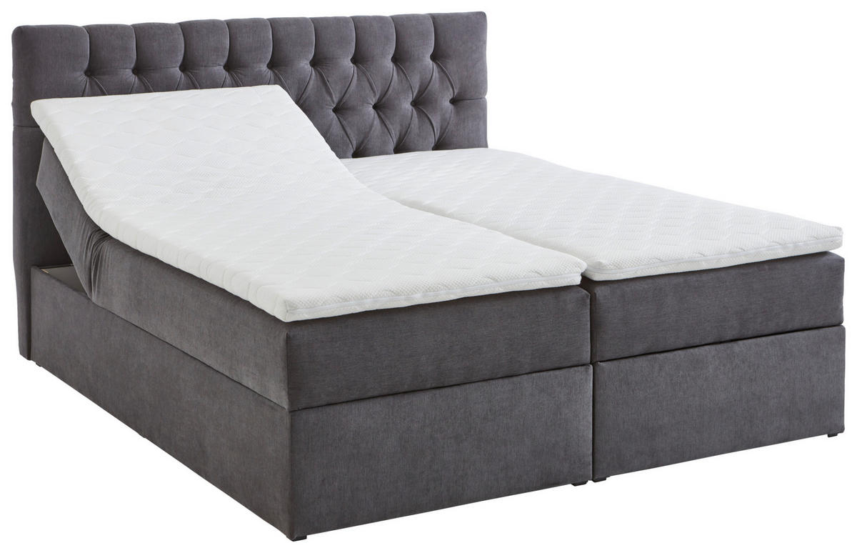 BOXBETT 160/200 cm  in Grau  - Schwarz/Grau, Modern, Kunststoff/Textil (160/200cm) - MID.YOU
