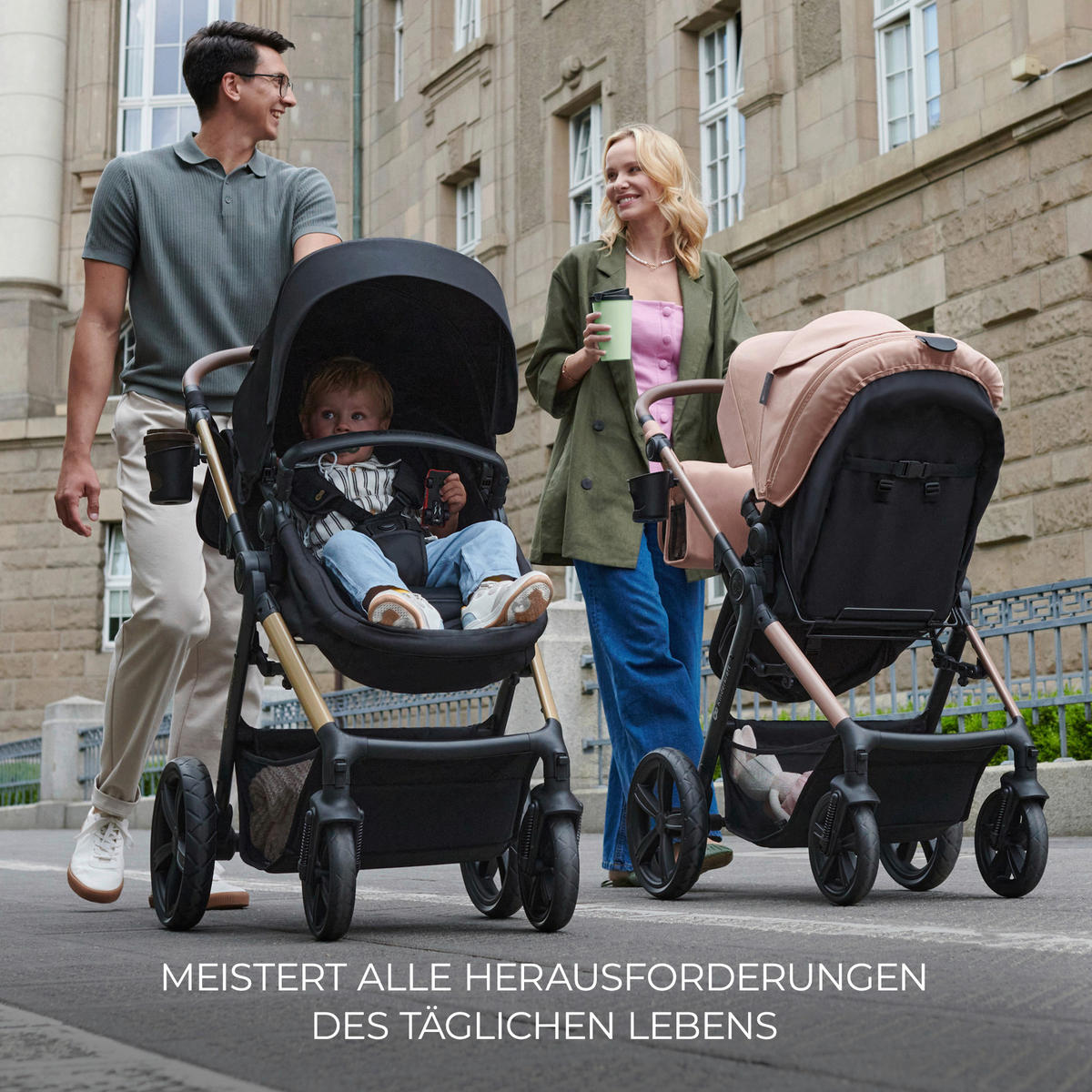 KINDERWAGENSET Moov 2 Air  - Goldfarben/Schwarz, Basics, Textil/Metall (60/86.5/106cm) - Kinderkraft
