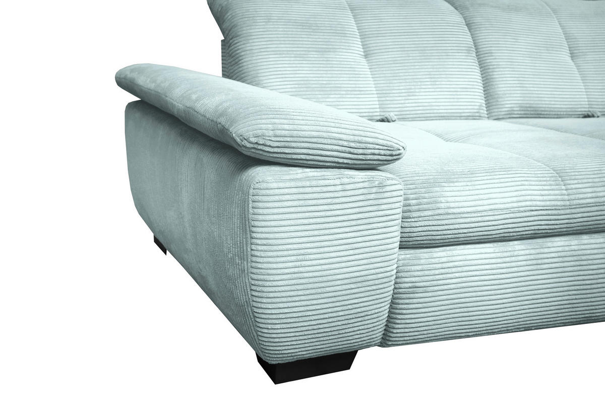 ECKSOFA in Cord Pastellblau  - Pastellblau/Schwarz, Design, Textil/Metall (313/242cm) - Xora