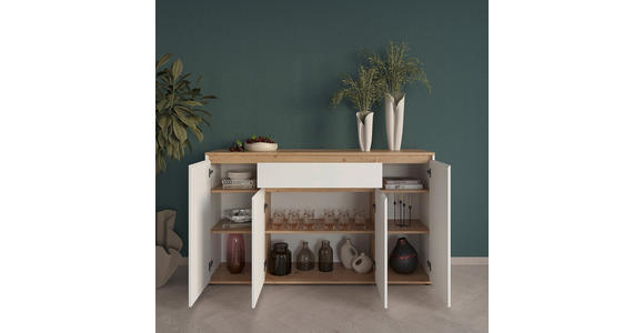 SIDEBOARD  160/93/38 cm 1 Schublade(n)  - Weiß/Eiche Artisan, MODERN, Holzwerkstoff (160/93/38cm) - Carryhome