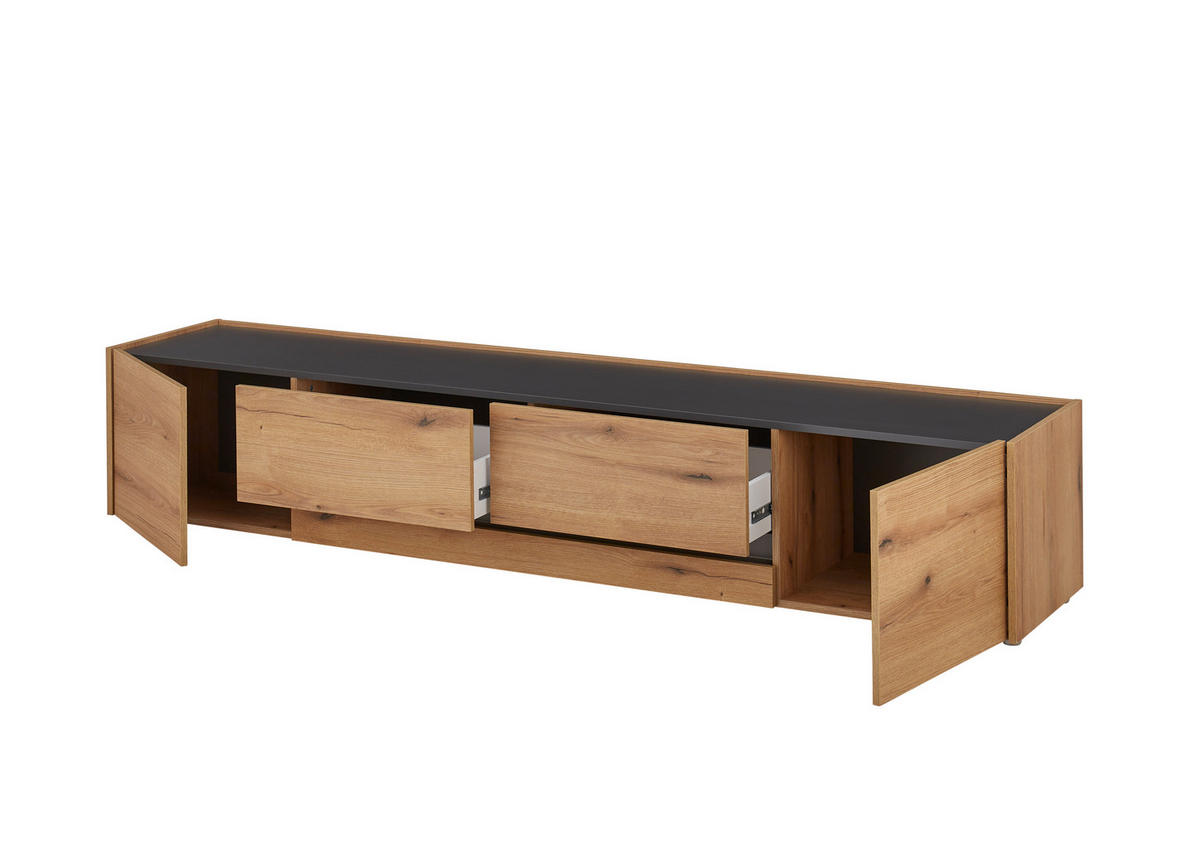 LOWBOARD  223/42/45 cm 2 Schublade(n) Beimöbel erhältlich, stehend  - Eichefarben/Anthrazit, Design, Holzwerkstoff/Kunststoff (223/42/45cm) - Modante