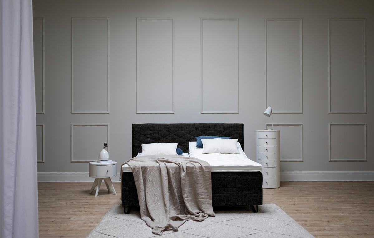 BOXSPRINGBETT 180/200 cm  in Schwarz  - Schwarz, KONVENTIONELL, Holz/Textil (180/200cm) - Sjöholm