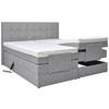 BOXSPRINGBETT 160/200 cm,  in Hellgrau, gepolstertes Kopfteil, Topper, motorische Verstellbarkeit, Fernbedienung, Matratzen, H3 = fest  - Hellgrau/Schwarz, KONVENTIONELL, Kunststoff/Textil (160/200cm) - Moderano