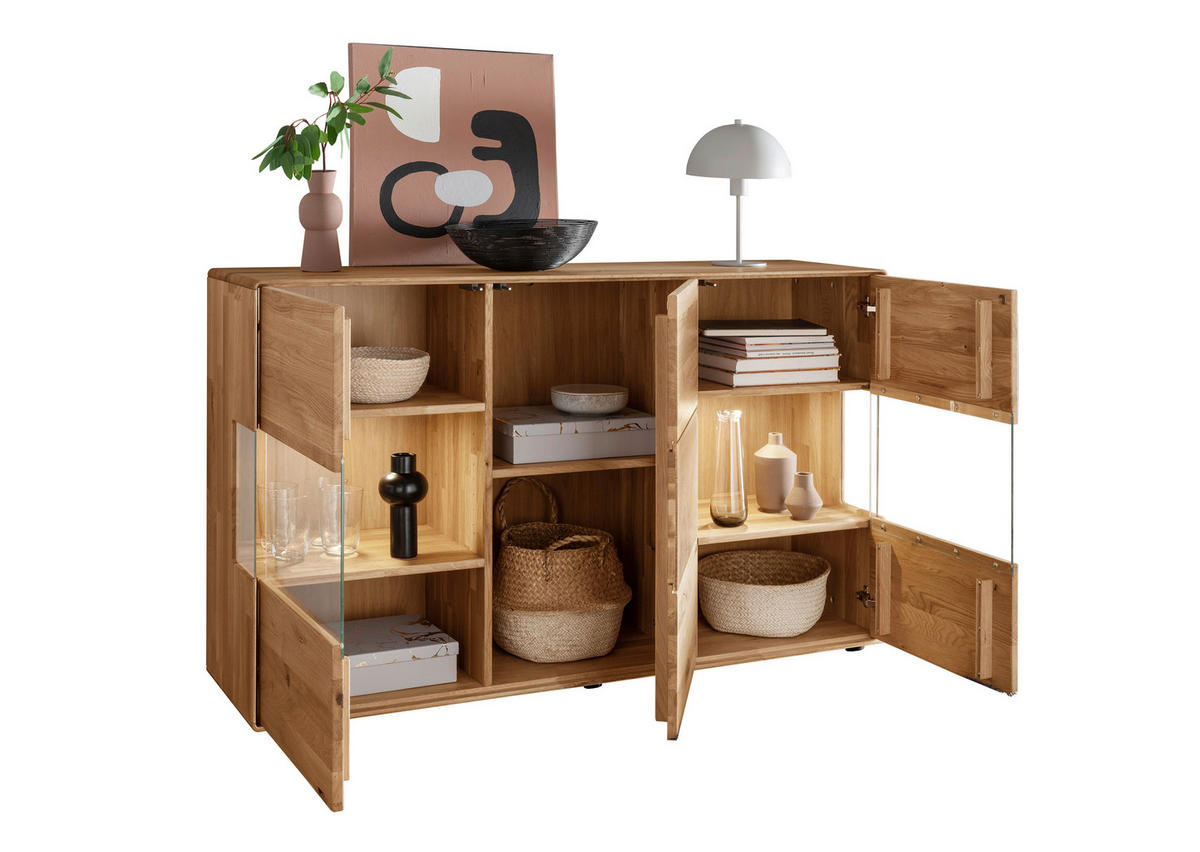 SIDEBOARD  150/89/40 cm  - Wildeiche, Basics, Glas/Holz (150/89/40cm) - Livetastic