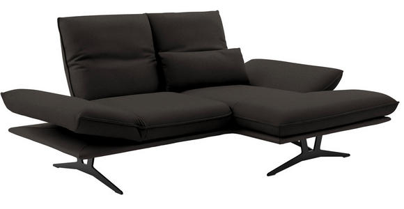 ECKSOFA in Echtleder Graubraun  - Graubraun/Schwarz, Design, Leder/Metall (210/130cm) - Dieter Knoll