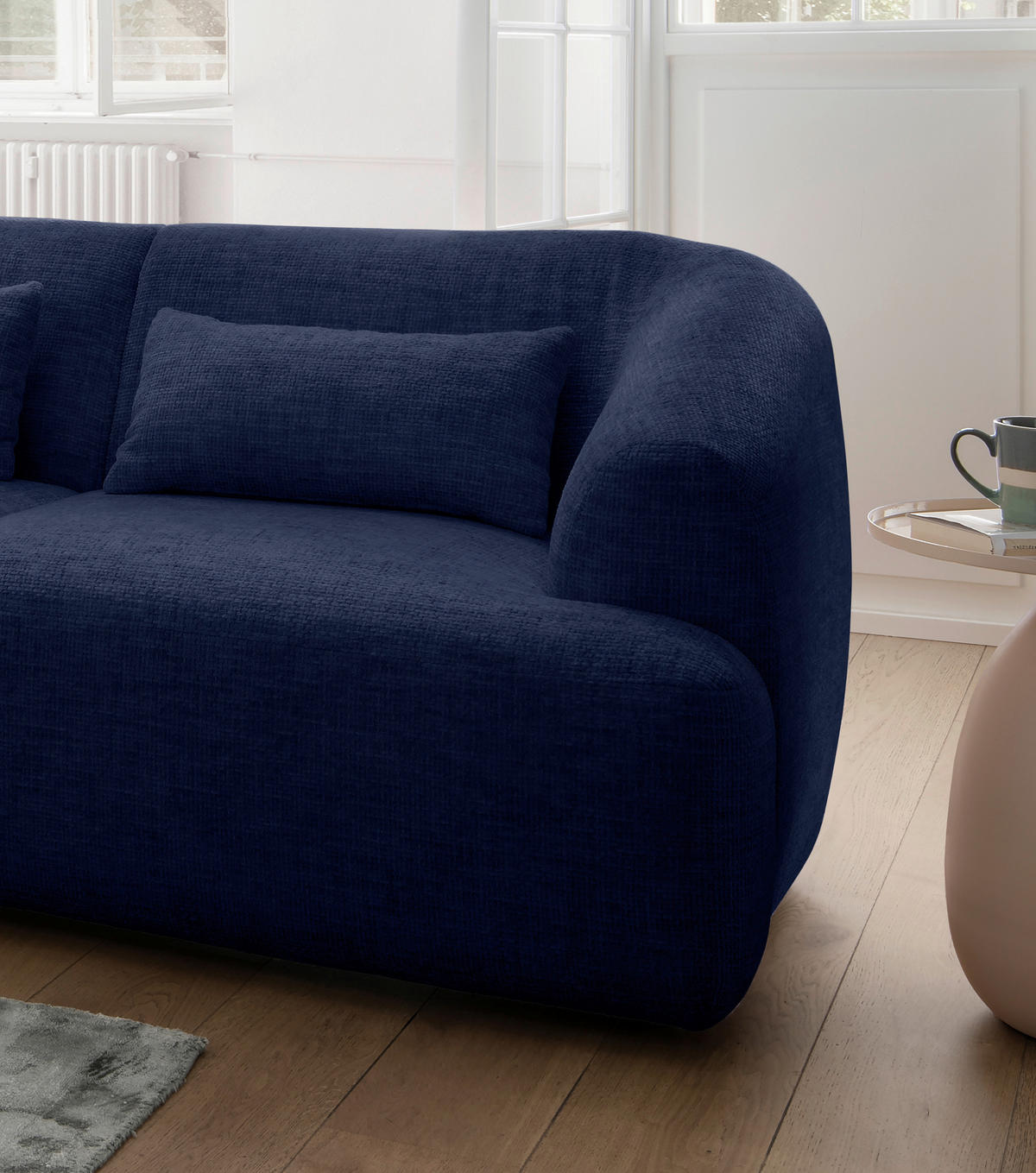 ECKSOFA in Struktur Dunkelblau  - Schwarz/Dunkelblau, Modern, Kunststoff/Textil (160/256cm) - Livetastic