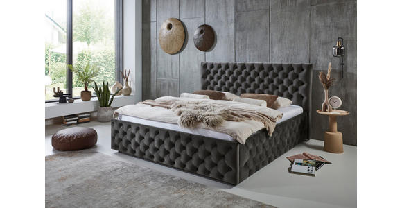 POLSTERBETT gepolstertes Kopfteil Grau 140/200 cm  - Schwarz/Grau, KONVENTIONELL, Kunststoff/Textil (140/200cm) - Carryhome