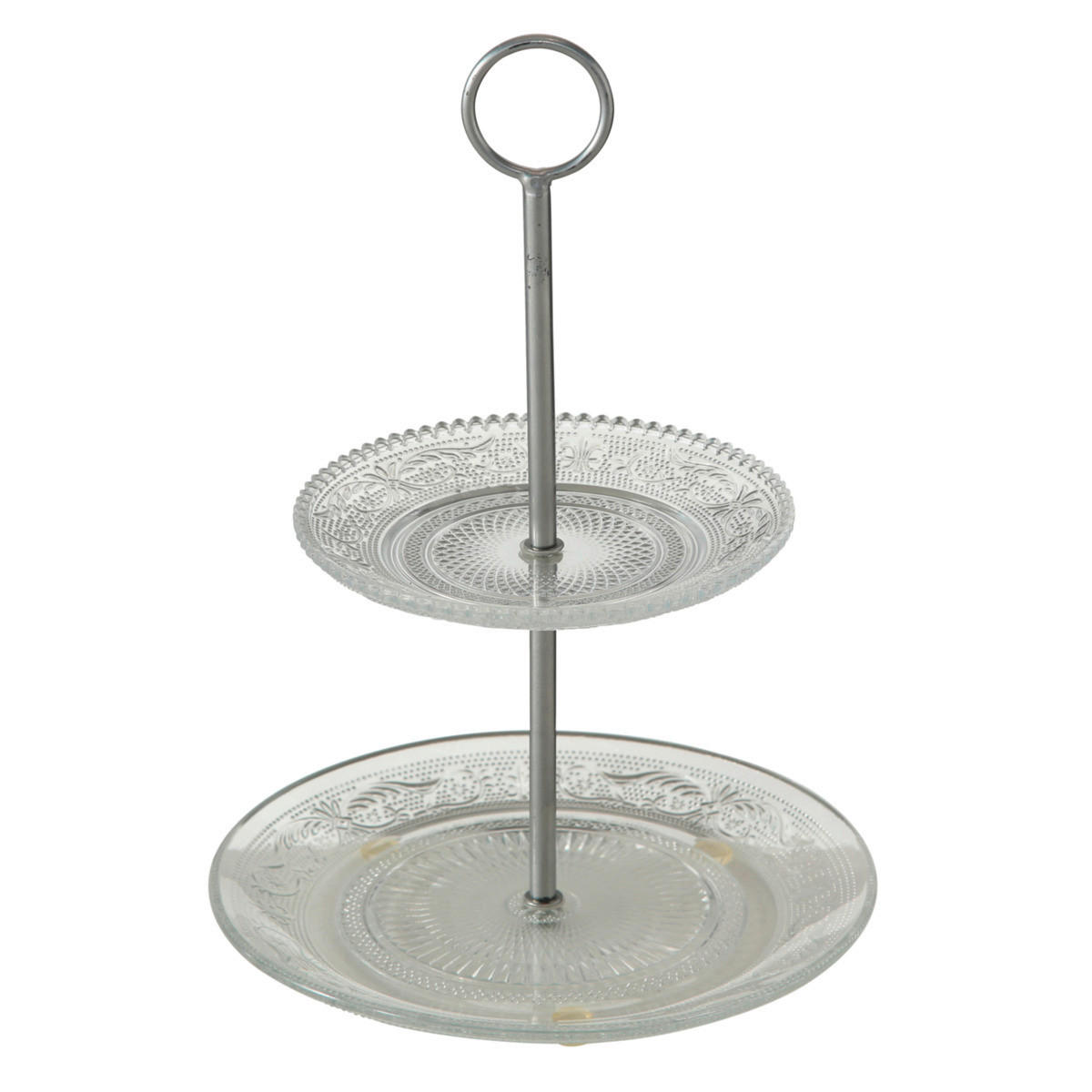 POSCHODOVÝ STOJAN - priehľadné/strieborná, Basics, kov/sklo (20/20/28cm)