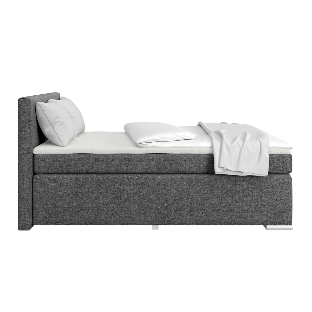 BOXSPRINGBETT 120/200 cm  in Graphitfarben  - Alufarben/Graphitfarben, Basics, Kunststoff/Textil (120/200cm) - Boxxx