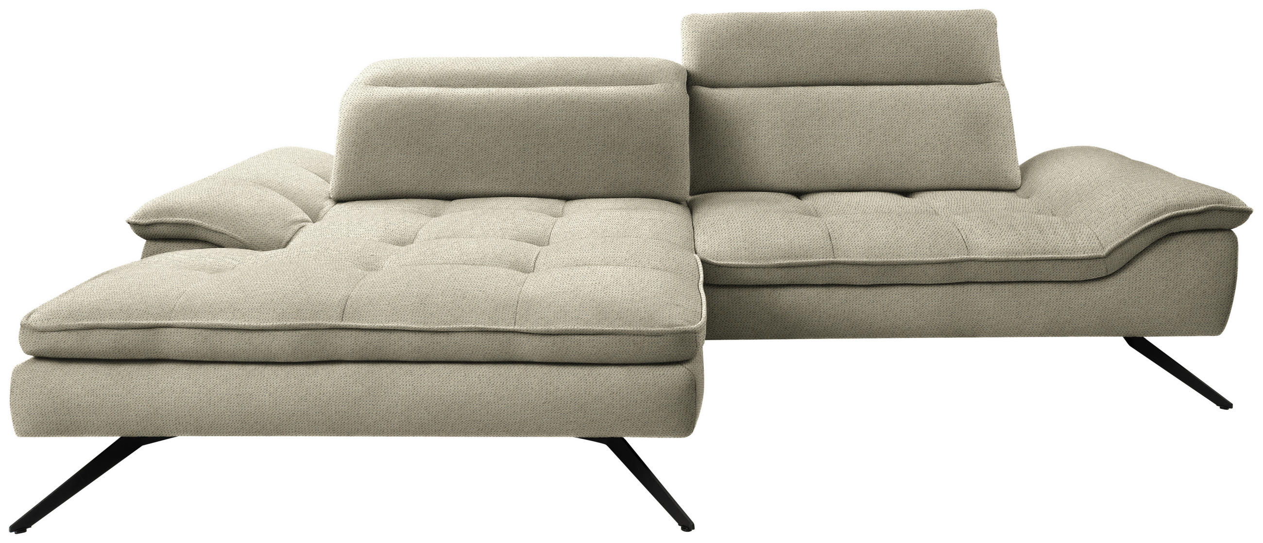 ECKSOFA in Chenille Cappuccino  179-202/288 cm  - Schwarz/Cappuccino, Design, Textil/Metall (179-202/288cm) - Stylife