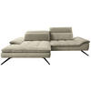 ECKSOFA in Chenille Cappuccino  - Schwarz/Cappuccino, Design, Textil/Metall (179-202/288cm) - Stylife