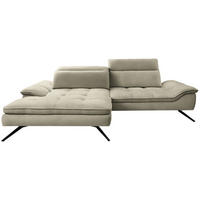 ECKSOFA in Chenille Cappuccino  - Schwarz/Cappuccino, Design, Textil/Metall (179-202/288cm) - Stylife
