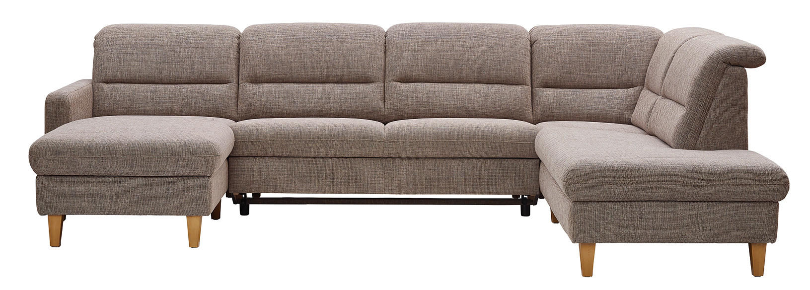 WOHNLANDSCHAFT Braun Flachgewebe  - Eichefarben/Braun, KONVENTIONELL, Holz/Textil (165/335/225cm) - Cantus