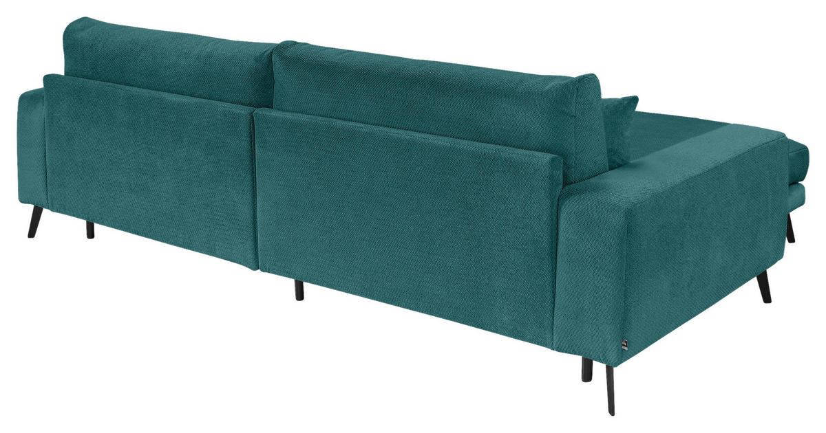 ECKSOFA Petrol Webstoff  - Petrol/Schwarz, KONVENTIONELL, Textil/Metall (196/269cm) - SetOne by Musterring