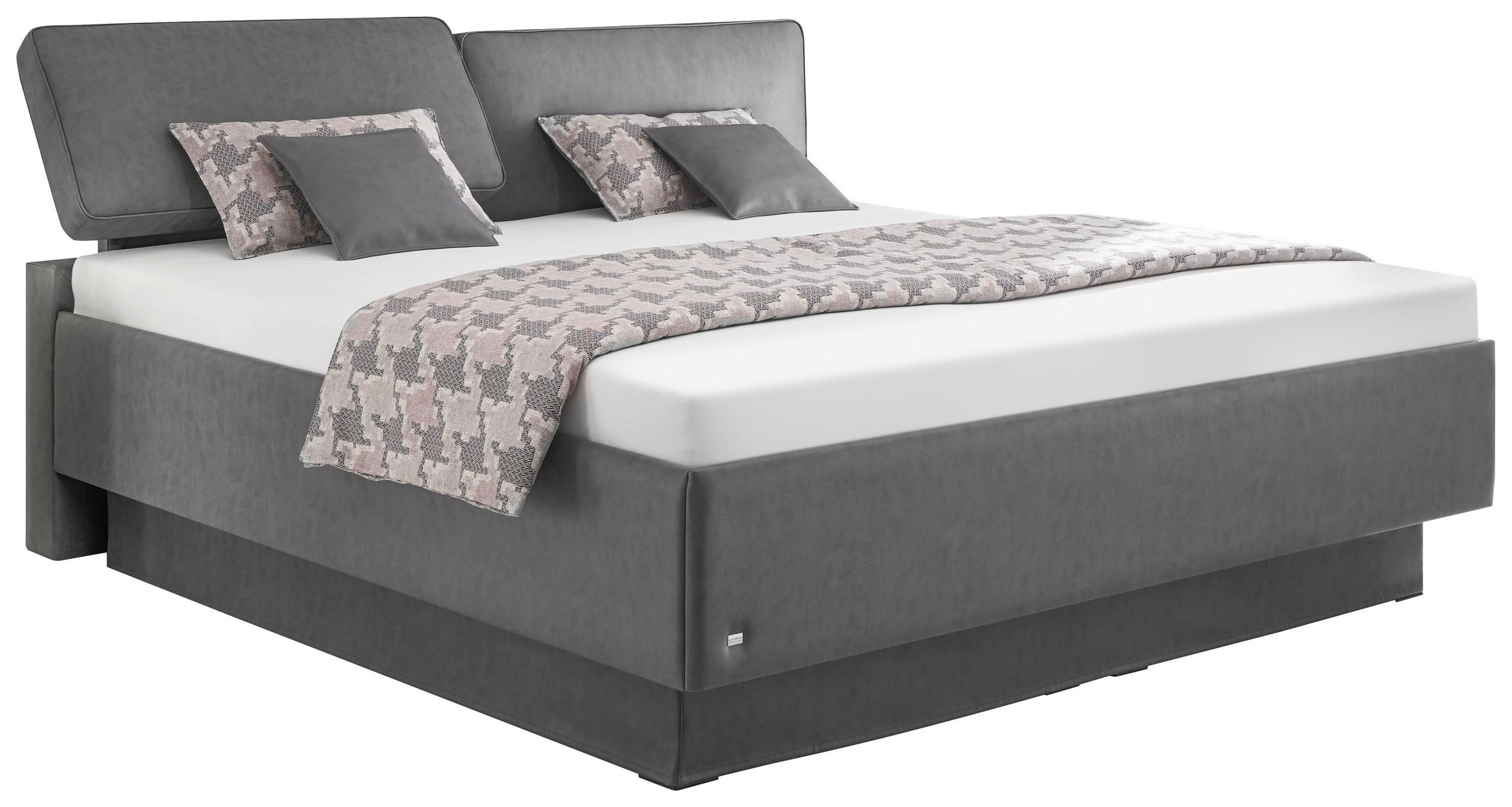 POLSTERBETT 160/200 cm,  in Grau, Matratze, gepolstertes Kopfteil, Lattenrost, Bettkasten, Kopfteilverstellung, H2 + H3 = mittel + fest  - Grau, Basics, Holzwerkstoff/Textil (160/200cm) - RUF Betten