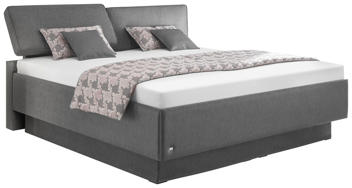 POLSTERBETT 160/200 cm,  in Grau, Matratze, gepolstertes Kopfteil, Lattenrost, Bettkasten, Kopfteilverstellung, H2 + H3 = mittel + fest  - Grau, Basics, Holzwerkstoff/Textil (160/200cm) - RUF Betten