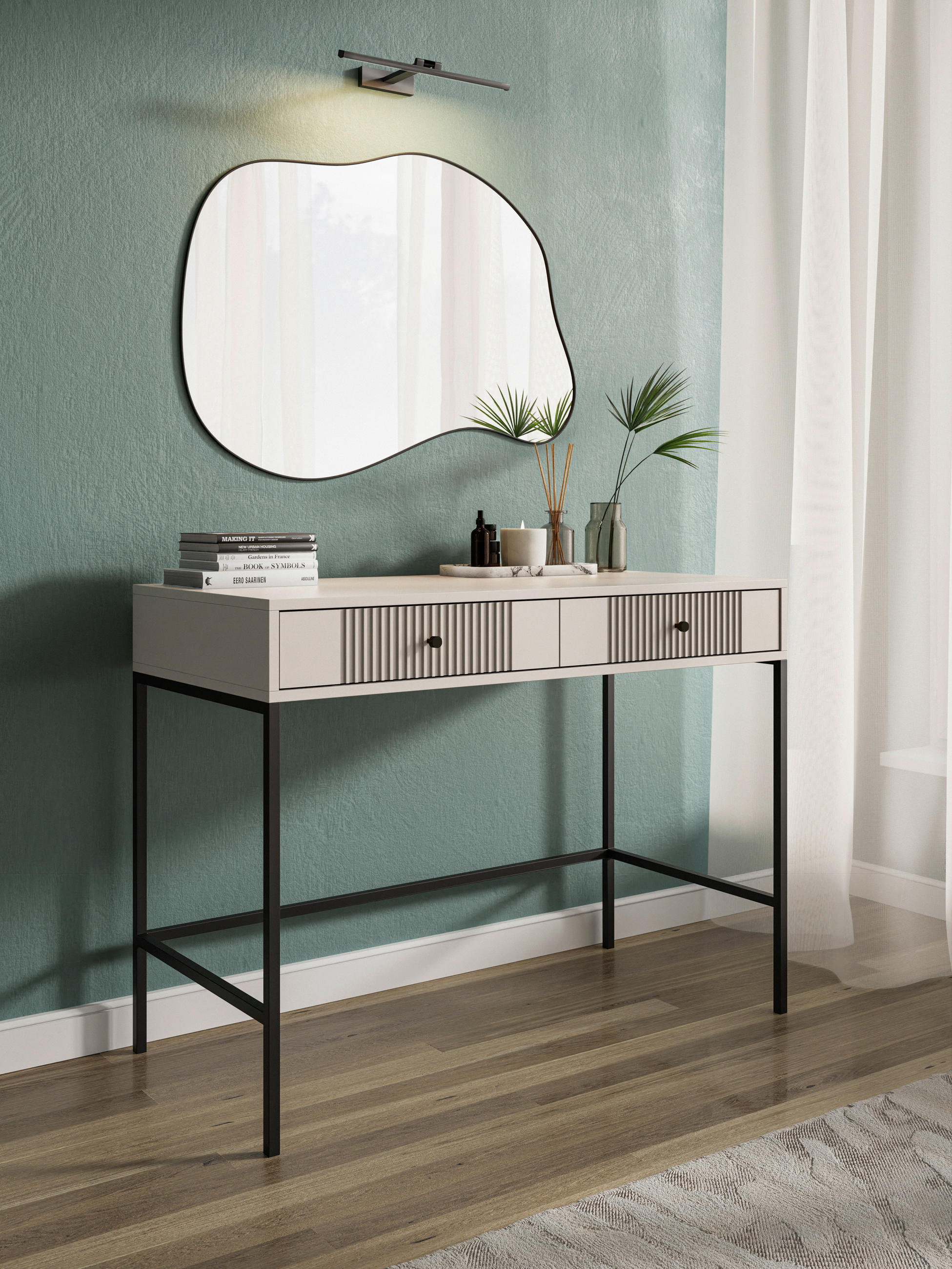 SCHMINKTISCH Kaschmir - Kaschmir/Schwarz, Design, Holzwerkstoff/Metall (104,2/50/79cm) - Xora