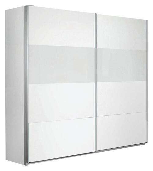 SCHWEBETÜRENSCHRANK 226/210/62 cm 2-türig Weiß  - Alufarben/Weiß, Basics, Glas/Holzwerkstoff (226/210/62cm) - Carryhome