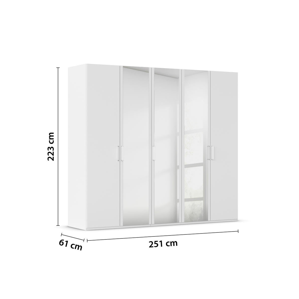 DREHTÜRENSCHRANK 251/223/60 cm 5-türig Weiß  - Weiß, Design, Glas/Holzwerkstoff (251/223/60cm) - Novel