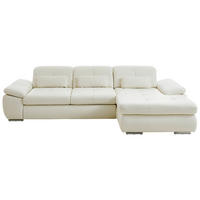 ECKSOFA Echtleder Weiss  - Weiss/Edelstahlfarben, Design, Leder/Metall (325/195cm) - Beldomo Speed