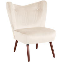 SESSEL Samt, Velours Creme    - Nussbaumfarben/Creme, Design, Holz/Holzwerkstoff (70/86/69cm) - Max Winzer