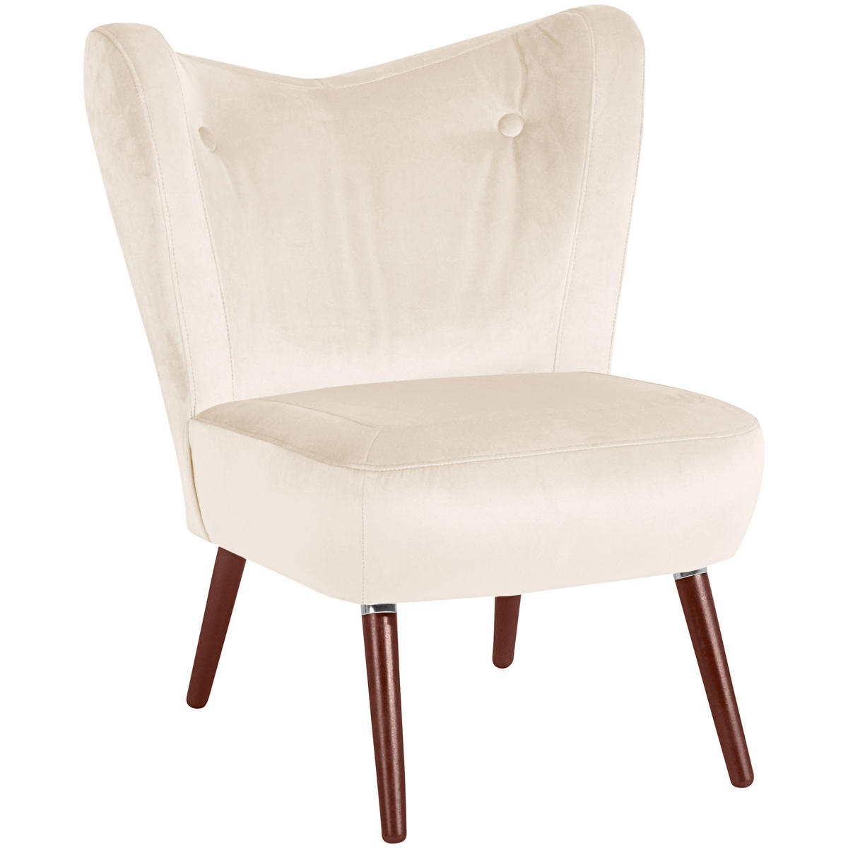 SESSEL Samt, Velours Creme    - Nussbaumfarben/Creme, Design, Holz/Holzwerkstoff (70/86/69cm) - Max Winzer