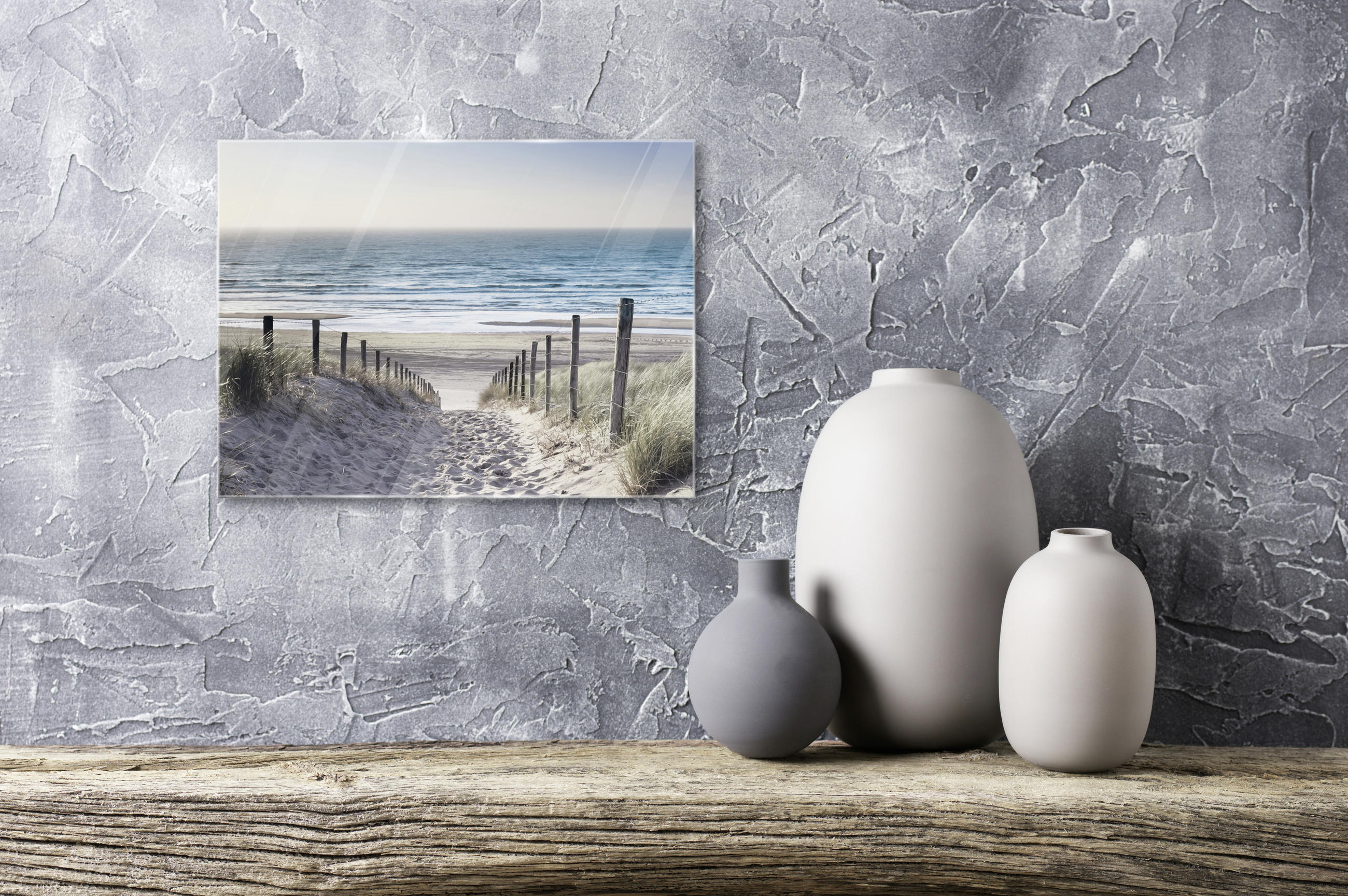 GLASBILD Strand & Meer 30/40 cm  - Multicolor, Natur, Glas (30/40cm) - Euroart