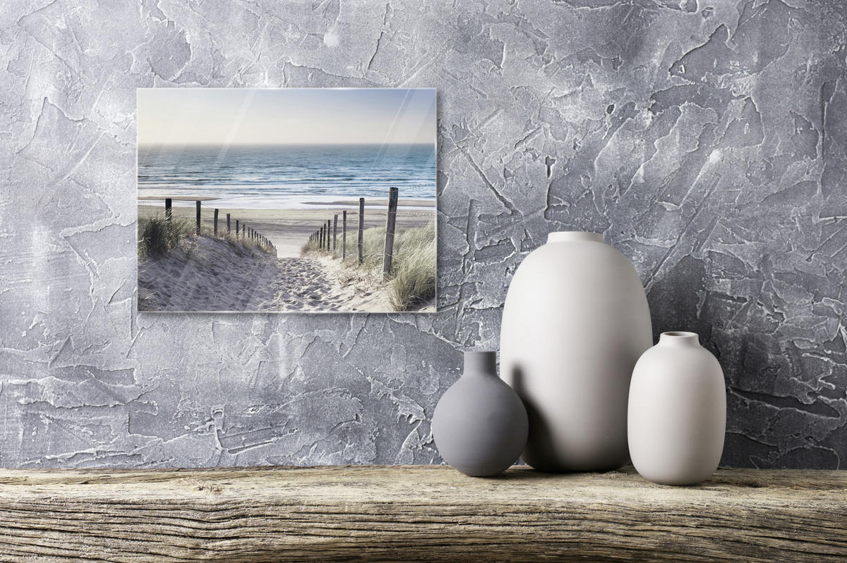 OBRAZ NA SKLE, pláž a moře, 30/40 cm  - vícebarevná, Natur, sklo (30/40cm) - Euroart