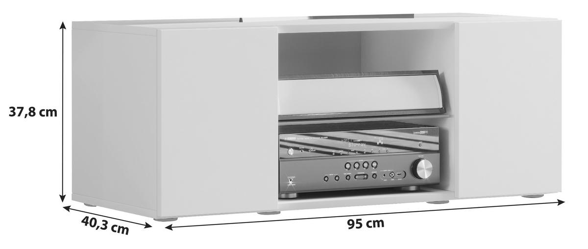 TV-ELEMENT - Schwarz/Weiß, KONVENTIONELL, Glas/Holzwerkstoff (95/40/36cm) - MID.YOU