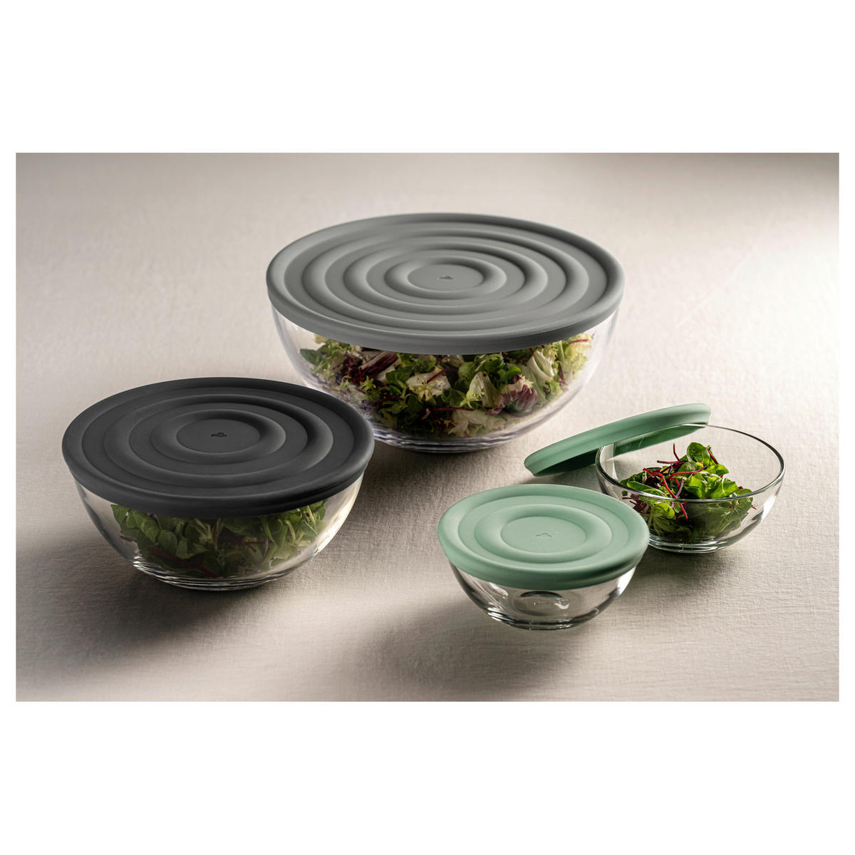 SCHÜSSELSET CUCINA 6-teilig  - Dunkelgrau/Transparent, Design, Glas/Kunststoff (23,30/15,30/23,30cm) - Leonardo