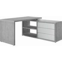 ECKSCHREIBTISCH 140/150/74 cm  in Grau, Weiß Hochglanz  - Weiß Hochglanz/Weiß, Design, Holzwerkstoff/Metall (140/150/74cm) - Carryhome