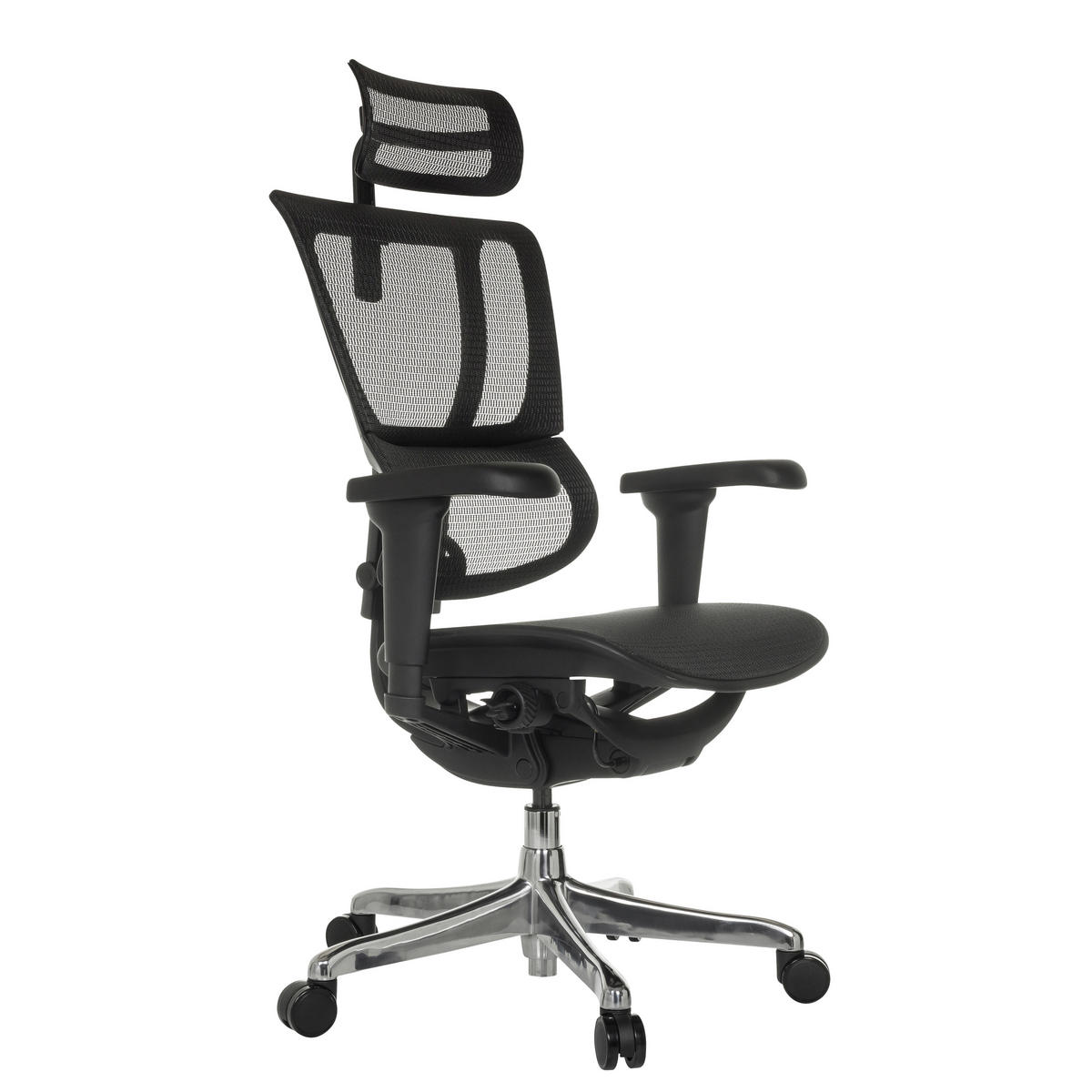 DREHSTUHL Netz Schwarz  - Silberfarben/Schwarz, MODERN, Kunststoff/Textil (71/135/75cm) - MID.YOU