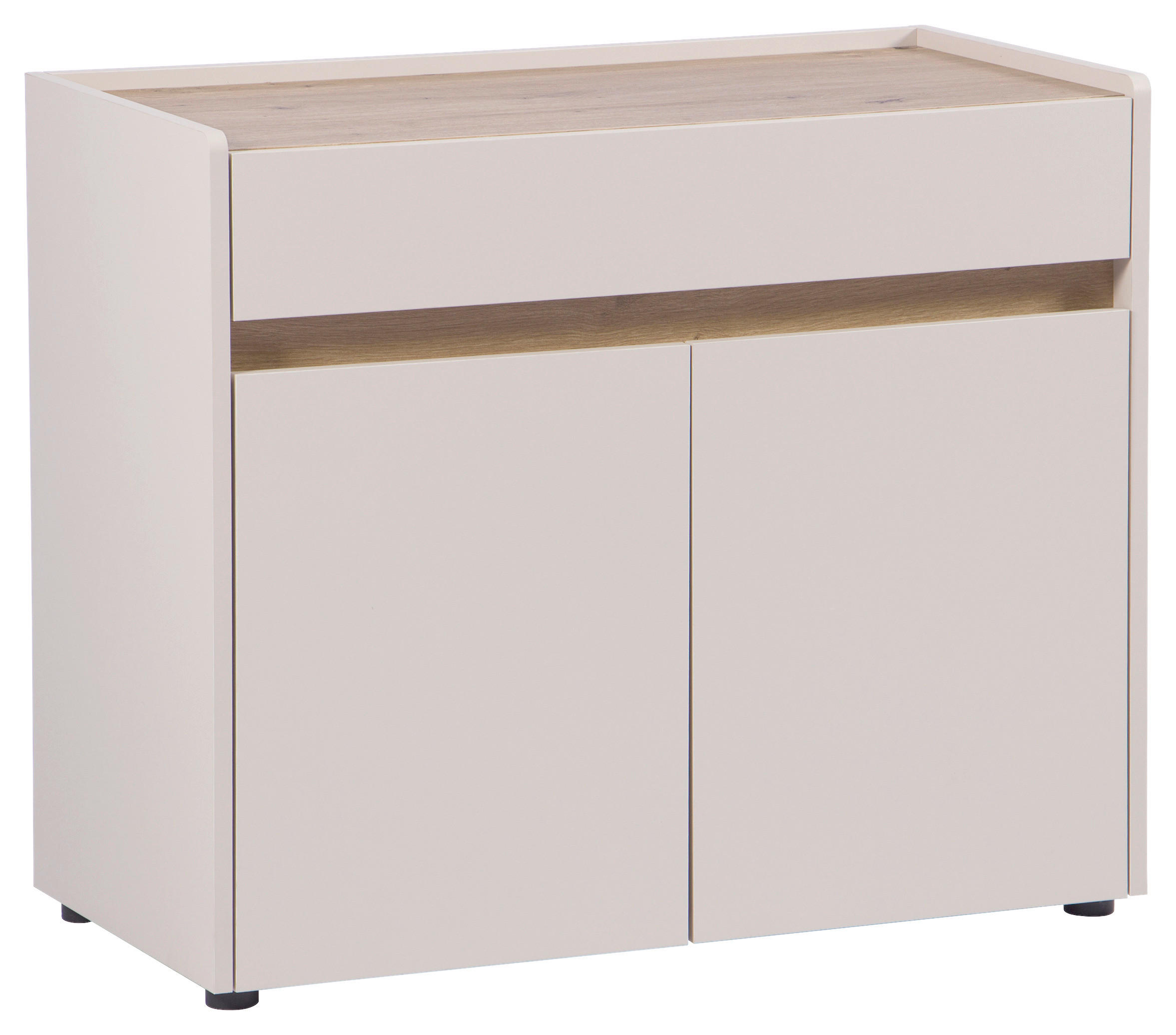 KOMMODE , 80/68/40 cm, 1 Schublade(n)  - Kaschmir/Schwarz, MODERN, Holzwerkstoff/Kunststoff (80/68/40cm) - MID.YOU