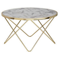 COUCHTISCH 85/49/85 cm rund Weiß, Goldfarben  - Goldfarben/Weiß, Design, Holzwerkstoff/Metall (85/49/85cm) - MID.YOU