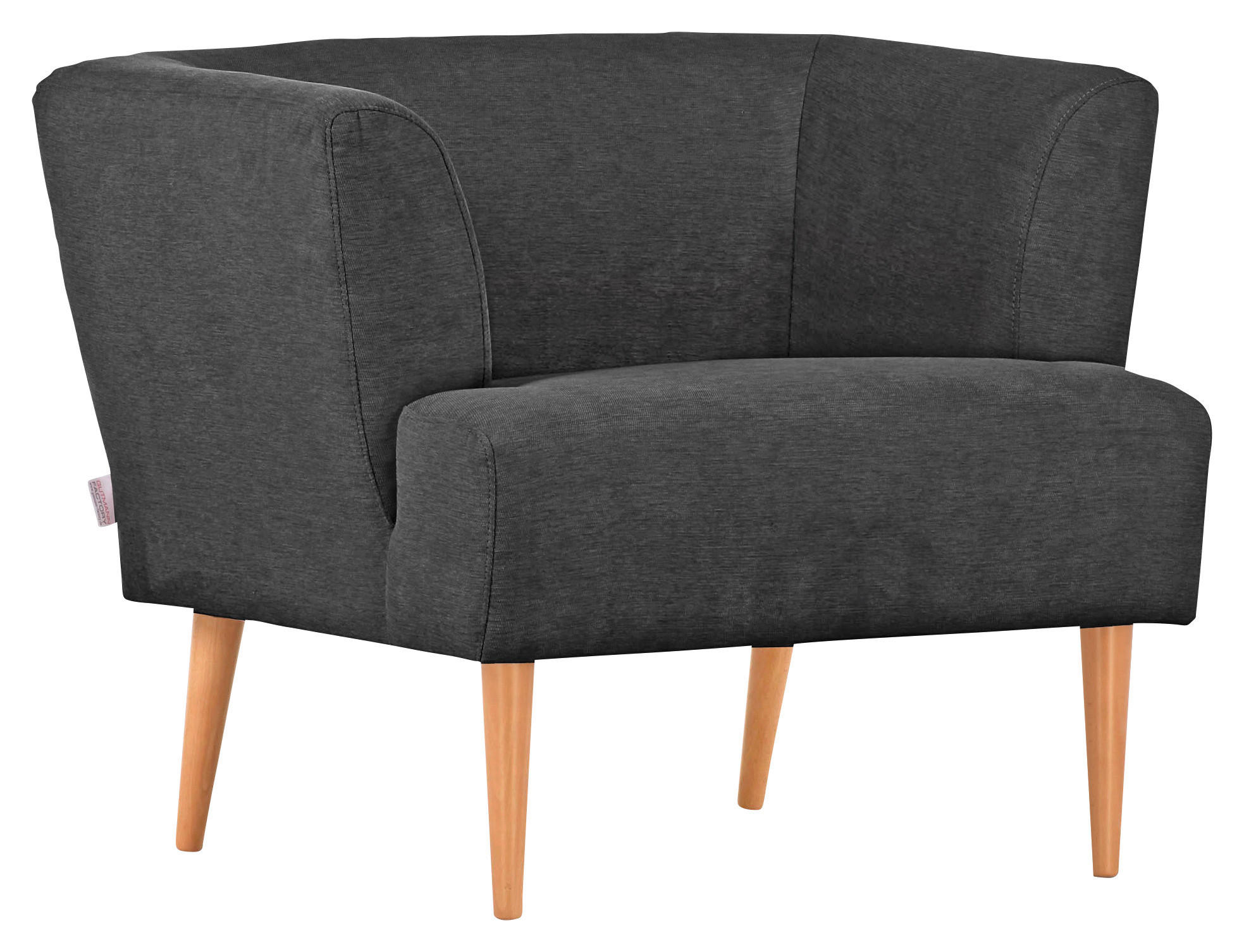 SESSEL Flachgewebe Dunkelgrau    - Dunkelgrau/Buchefarben, Design, Holz/Textil (85/71/80cm) - Hom`in