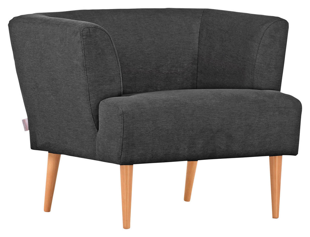 SESSEL Flachgewebe Dunkelgrau    - Dunkelgrau/Buchefarben, Design, Holz/Textil (85/71/80cm) - Hom`in