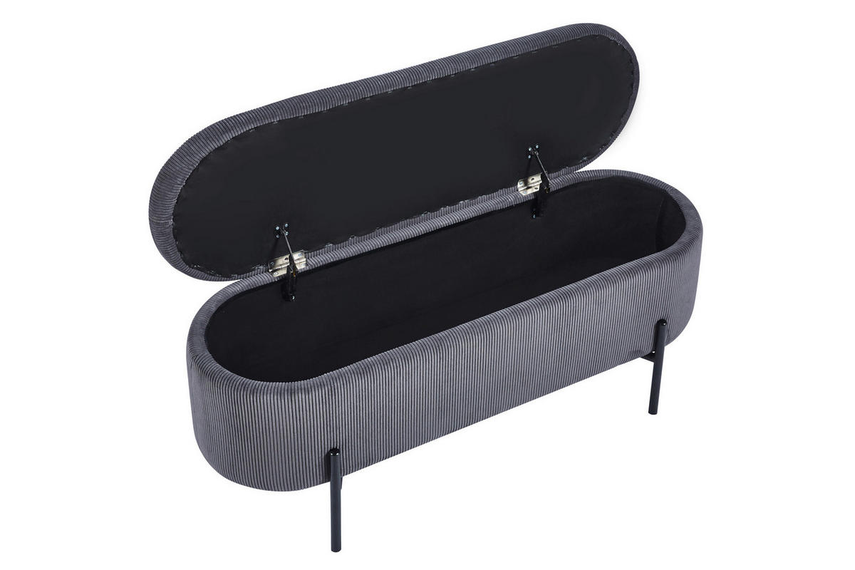 BETTBANK Cord Grau  - Schwarz/Grau, MODERN, Textil/Metall (110/44/40cm) - Livetastic