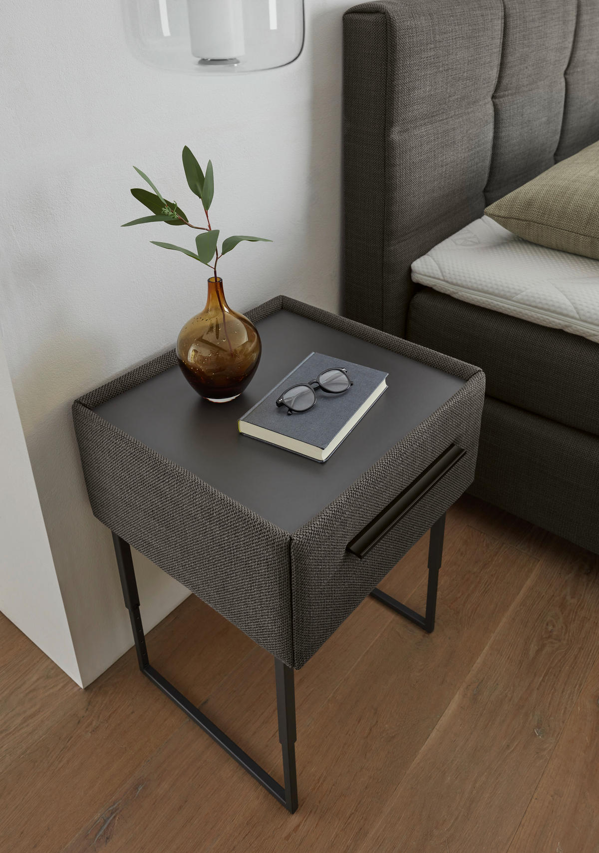 NACHTSCHRANK 49,3/45,5-61,5/45,9 cm Fichte, Kiefer Sperrholz  - Schwarz/Braun, Design, Holz/Holzwerkstoff (49,3/45,5-61,5/45,9cm) - Dieter Knoll