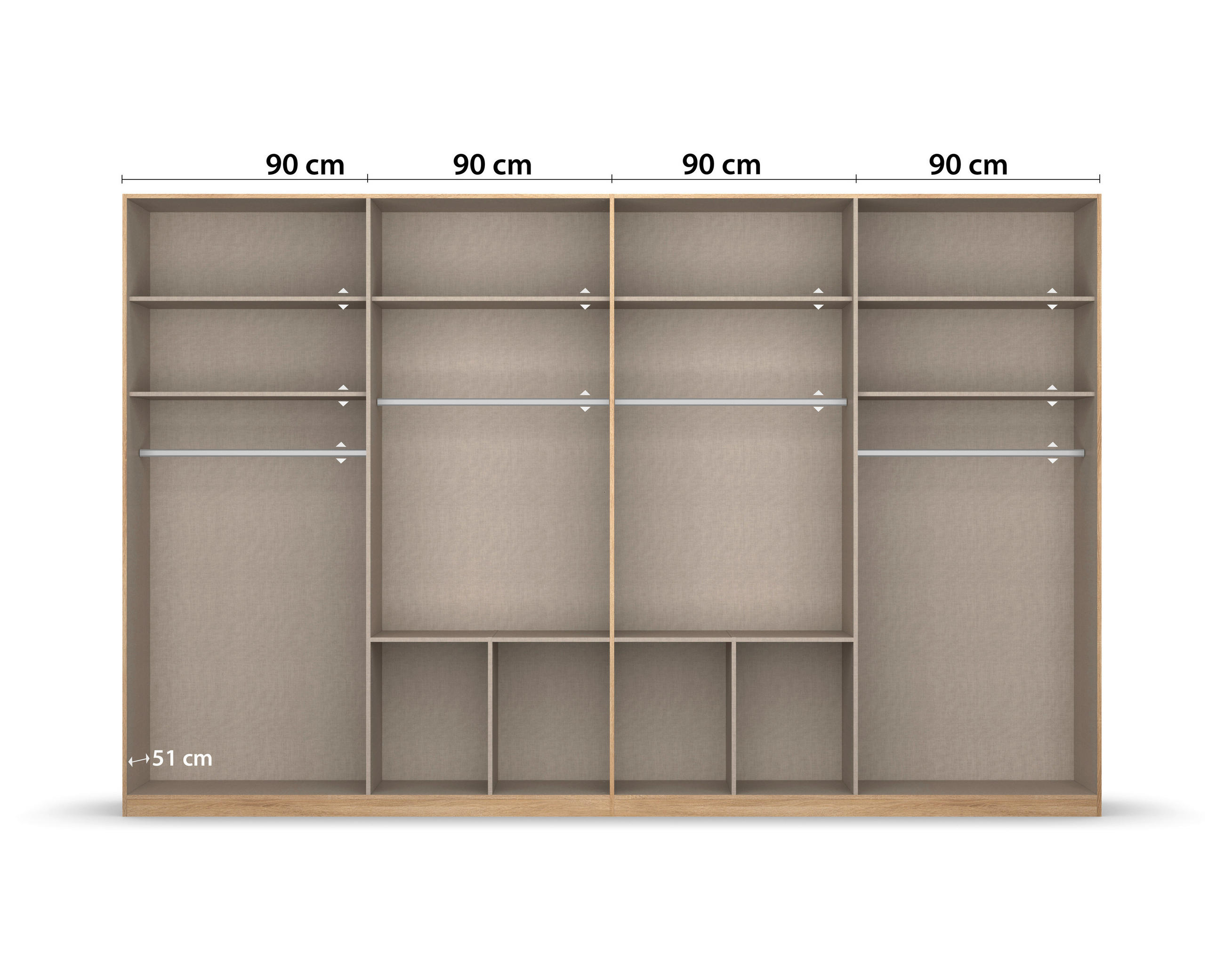 DREHTÜRENSCHRANK in Sonoma Eiche - Alufarben/Sonoma Eiche, Modern, Holzwerkstoff/Kunststoff (360/229/54cm) - Rauch Möbel