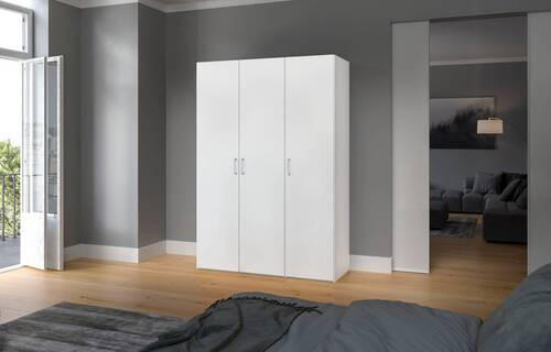DREHTÜRENSCHRANK 152/215/59 cm 3-türig Weiß  - Chromfarben/Weiß, Design, Holzwerkstoff (152/215/59cm) - Boxxx