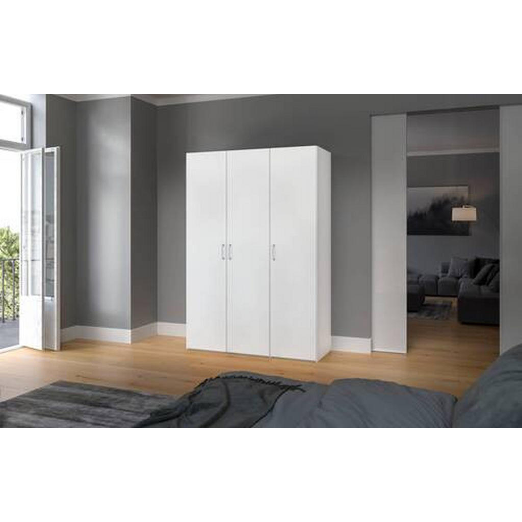 Thumbnail - Boxxx Drehtürenschrank, Weiß, Holzwerkstoff, 6 Fächer, 2 Schubladen, 152x236x59 cm, erweiterbar, Beimöbel erhältlich, um...